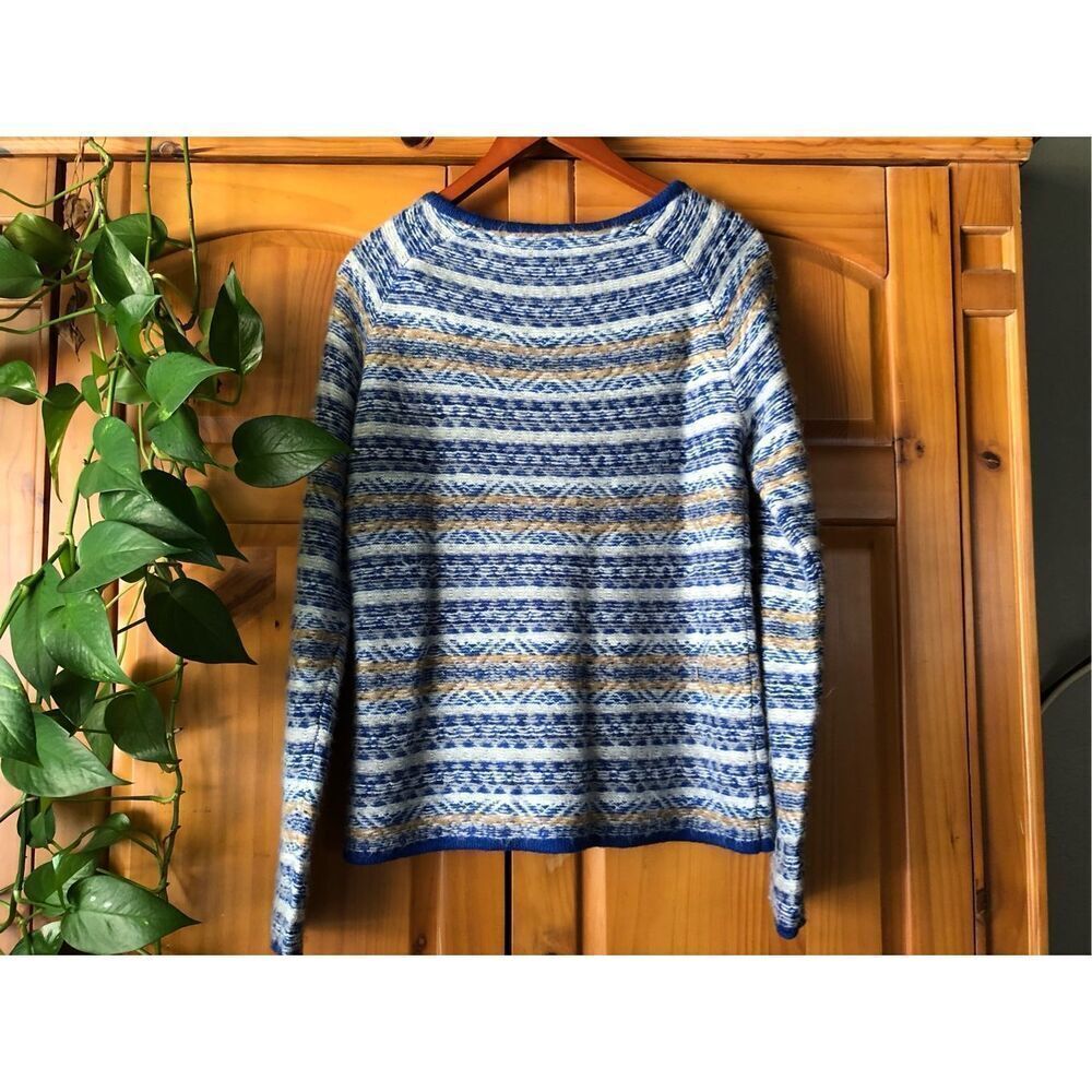 Chelsea & Violet Womens L Blue Fair Isle Knit Sweater Cozy Boho NWT - Picture 8 of 13